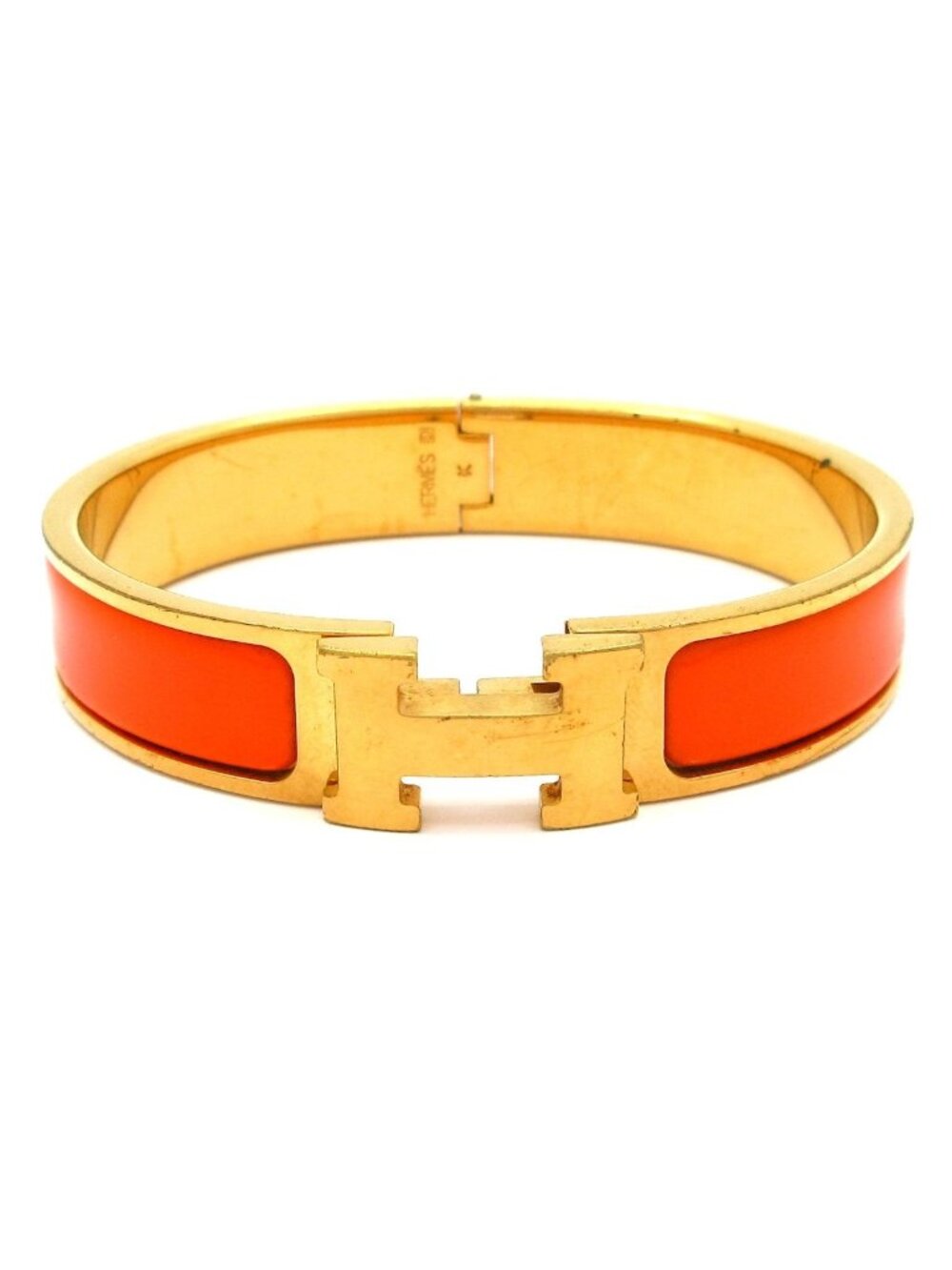 Hermes Bangle Clic H Gold Orange Bracelet - Picture 1 of 4